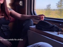 В поезде русскую рыжую девушку разводит на секс